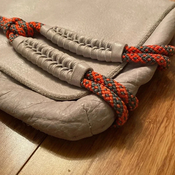 L.A.M.B. By Gwen Stefani gray Leahter clutch -orange rope detail - Picture 4 of 10